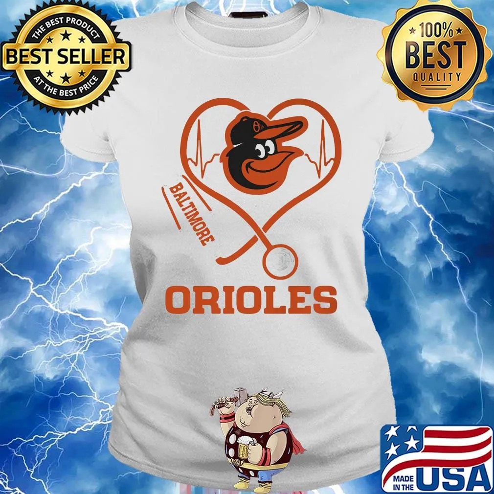Baltimore orioles baseball stethoscope heart s Ladies tee