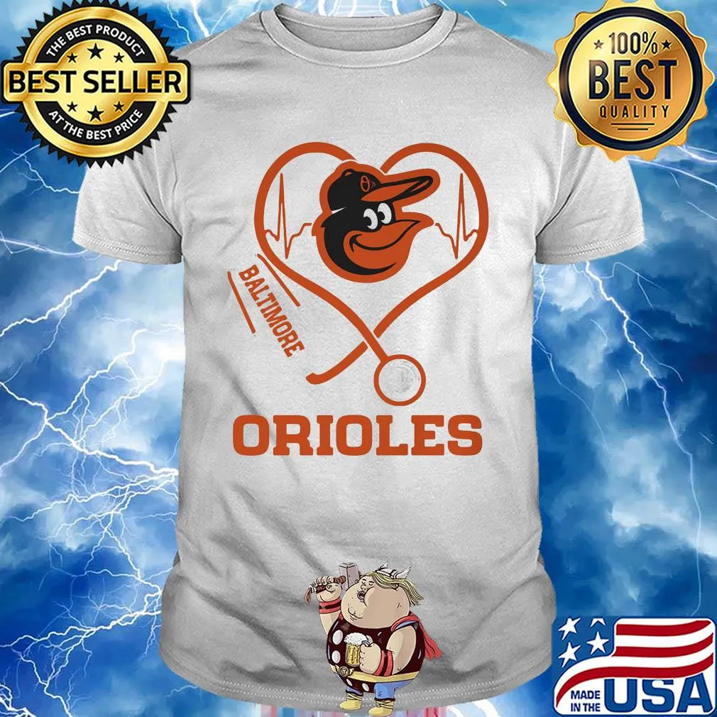 Baltimore orioles baseball stethoscope heart shirt