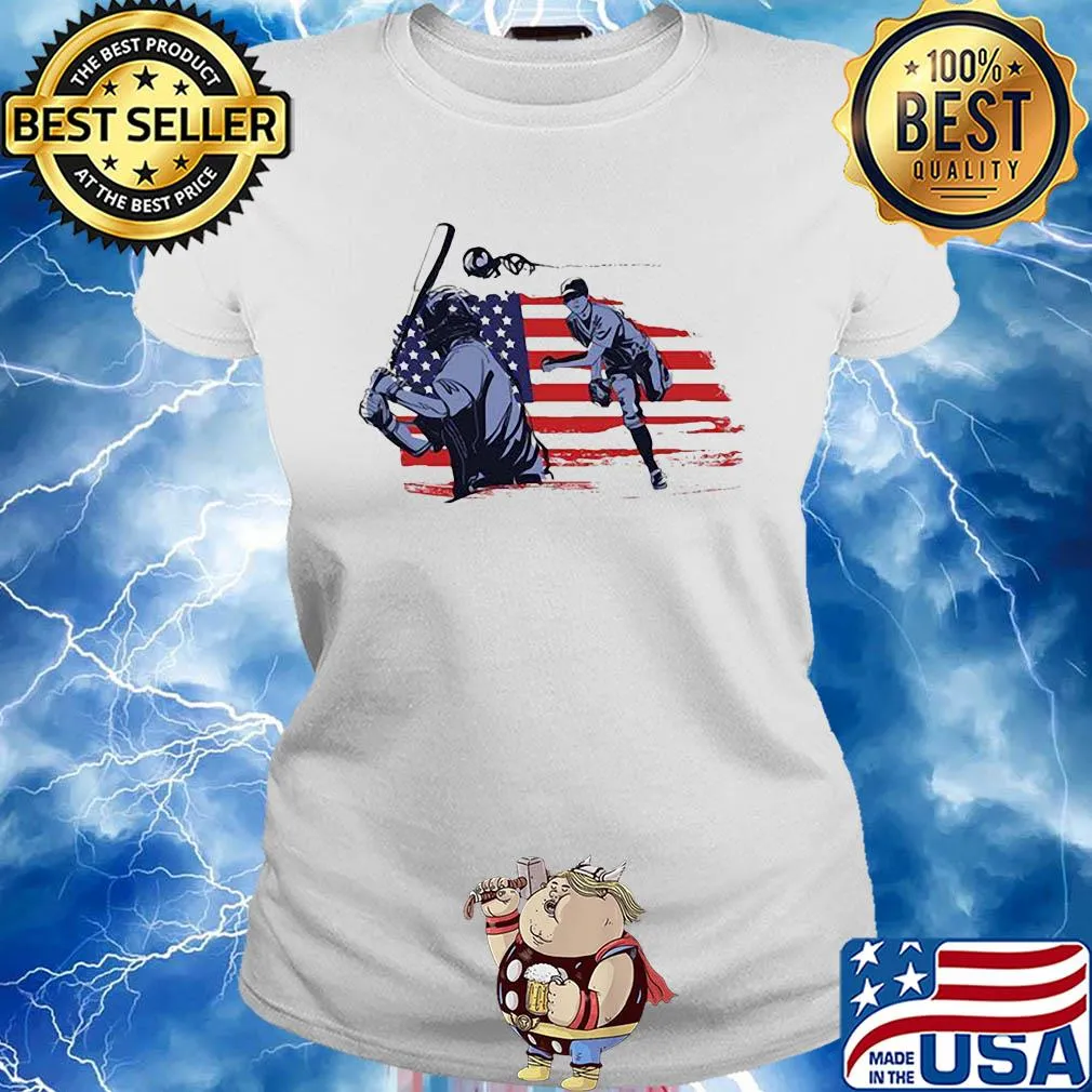 Baseball American flag veteran Independence Day s Ladies tee