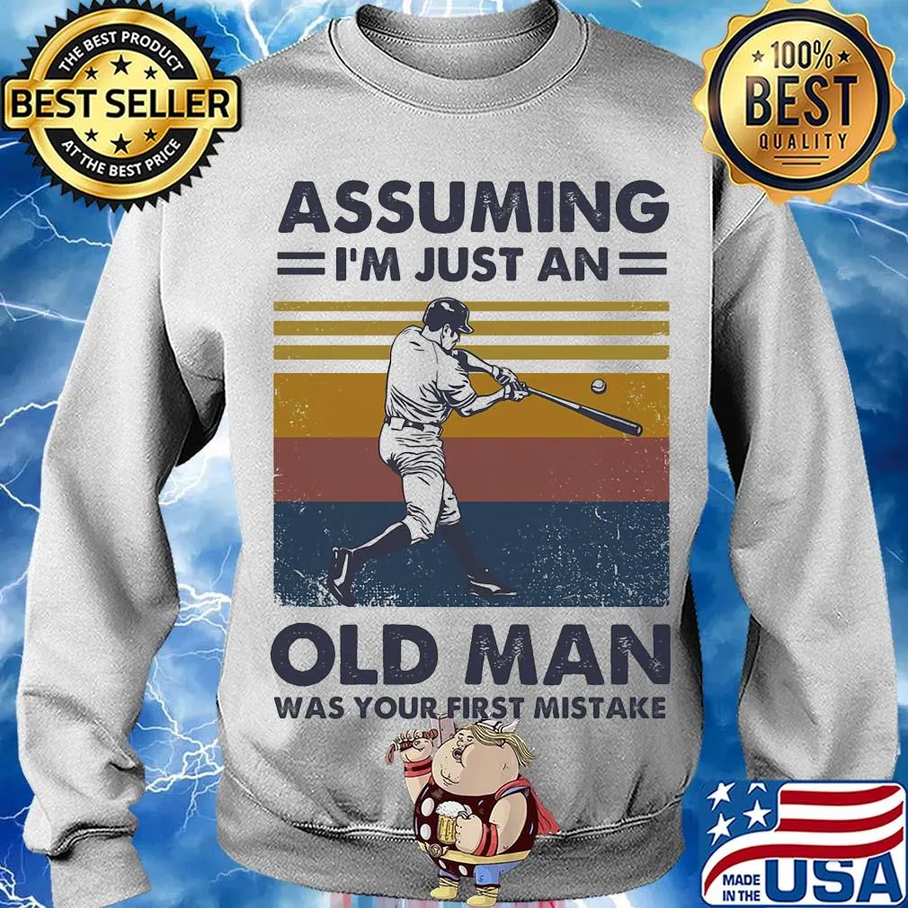 Baseball assuming I'm just an old lady was your first mistake vintage s Sweater