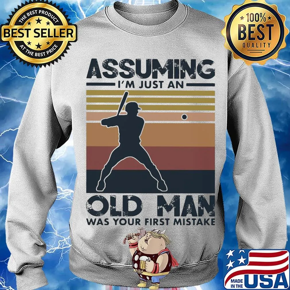 Baseball assuming I'm just an old lady was your first mistake vintage s Sweater