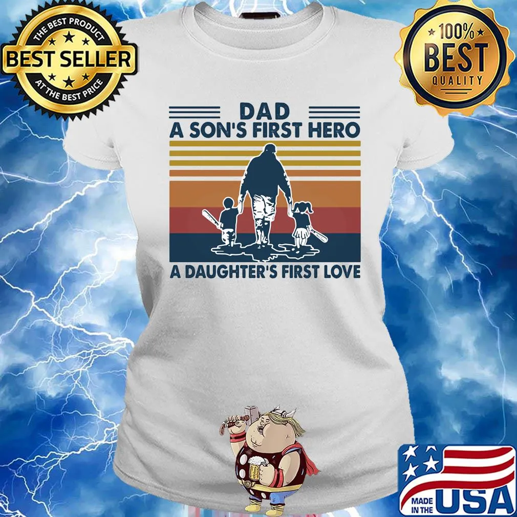 Baseball dad a son's first hero a daughter's first love vintage s Ladies tee
