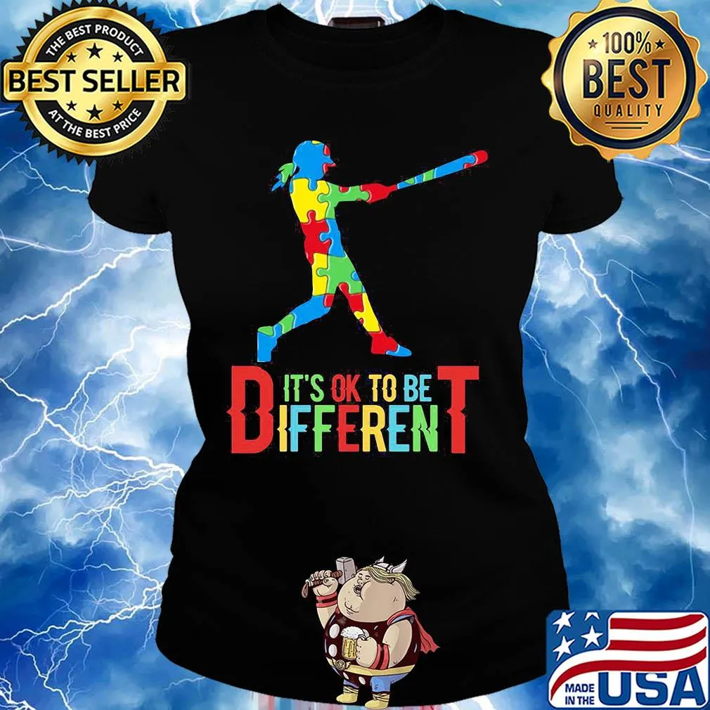 Baseball It's ok to be different autism s Ladies tee