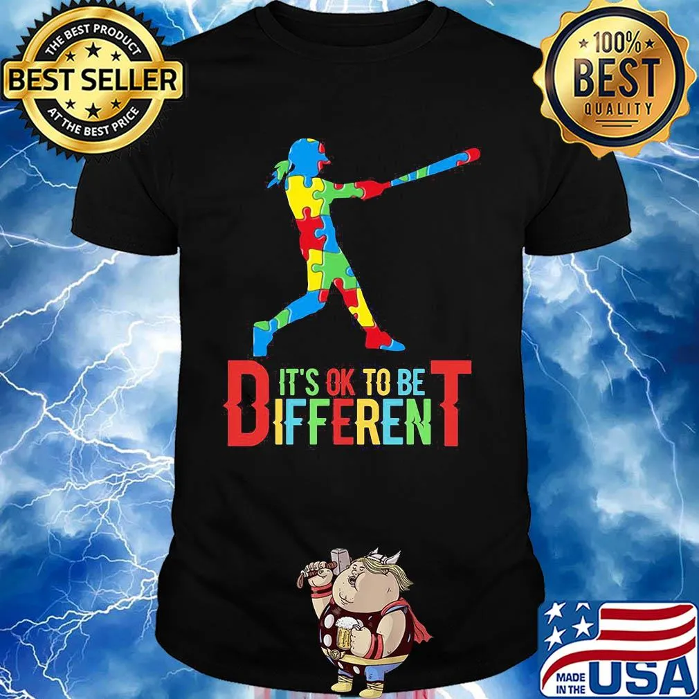 Baseball It's ok to be different autism shirt