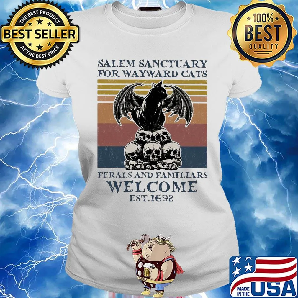 Bat skull salem sanctuary for wayward cats ferals and familiars welcome est 1692 vintage s Ladies tee