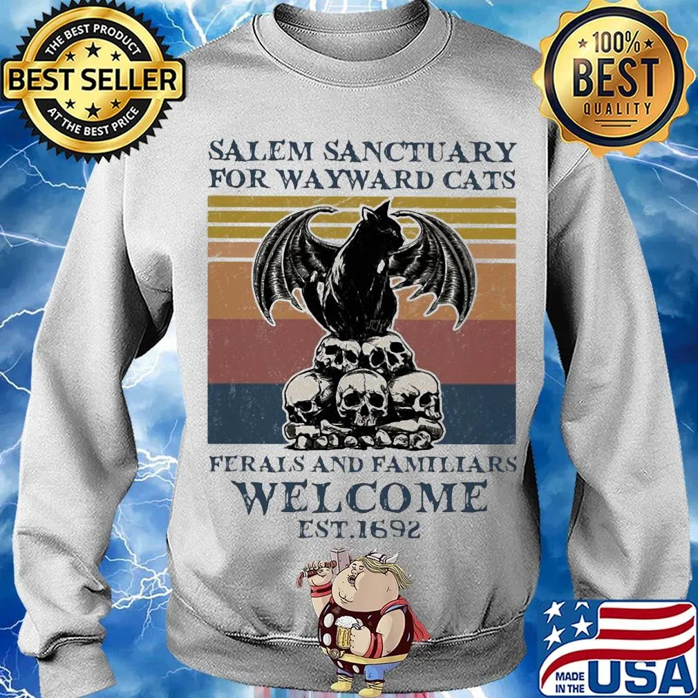 Bat skull salem sanctuary for wayward cats ferals and familiars welcome est 1692 vintage s Sweater