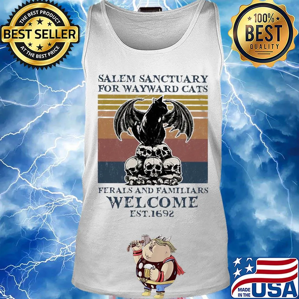 Bat skull salem sanctuary for wayward cats ferals and familiars welcome est 1692 vintage s Tank top