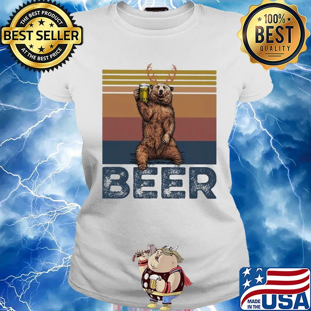 Bear drink beer vintage s Ladies tee