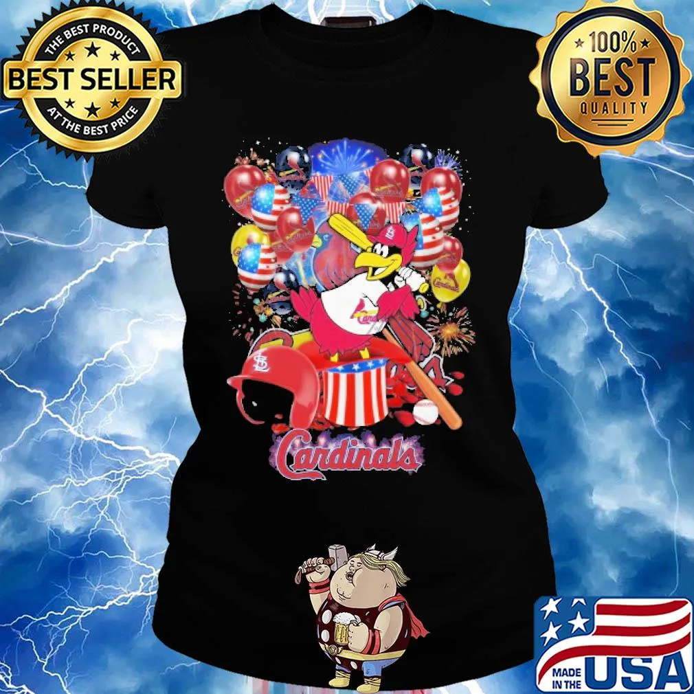Bird st. Louis cardinals happy independence day mask soap firework balloon american flag s Ladies tee