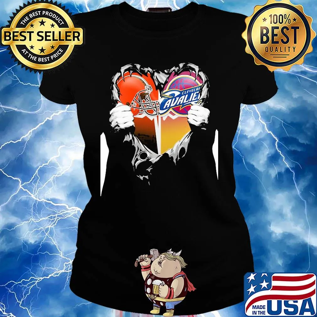 Blood inside cleveland browns and cleveland cavaliers heart s Ladies tee
