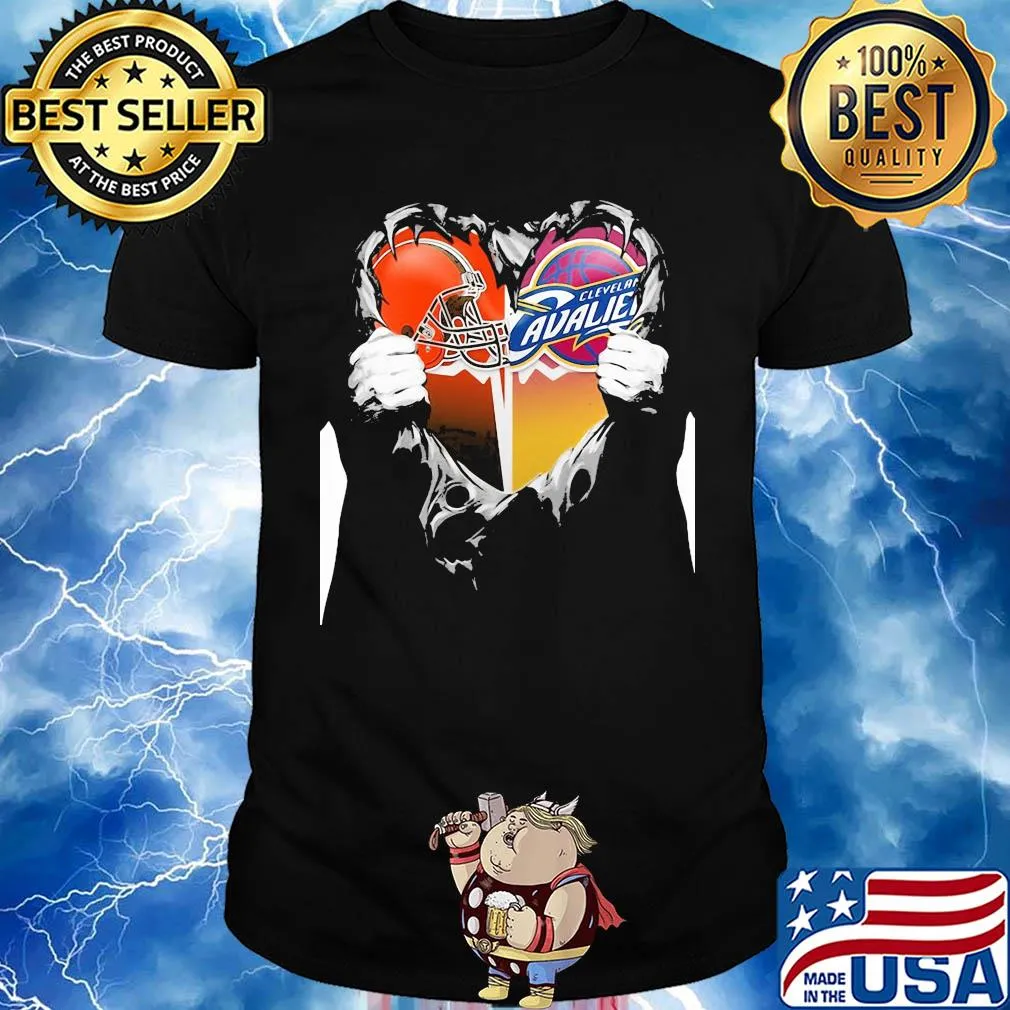 Blood inside cleveland browns and cleveland cavaliers heart shirt