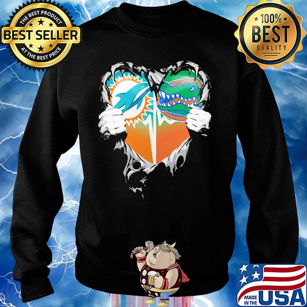 Blood inside miami dolphins vs florida gators heart s Sweater