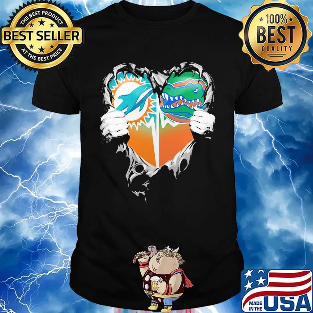 Blood inside miami dolphins vs florida gators heart shirt