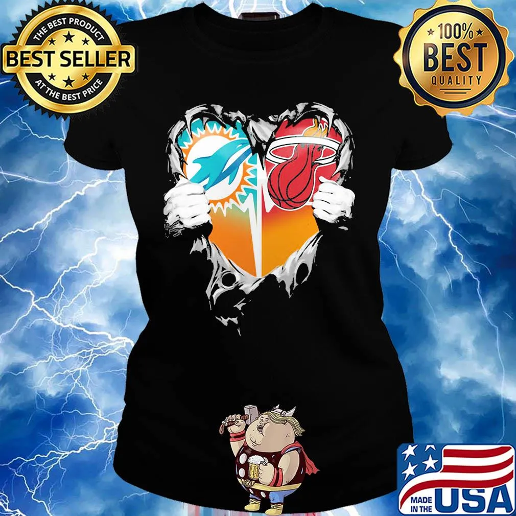 Blood inside miami dolphins vs miami heat heart s Ladies tee