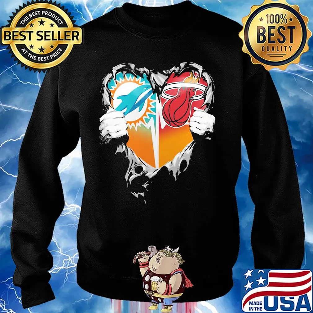 Blood inside miami dolphins vs miami heat heart s Sweater