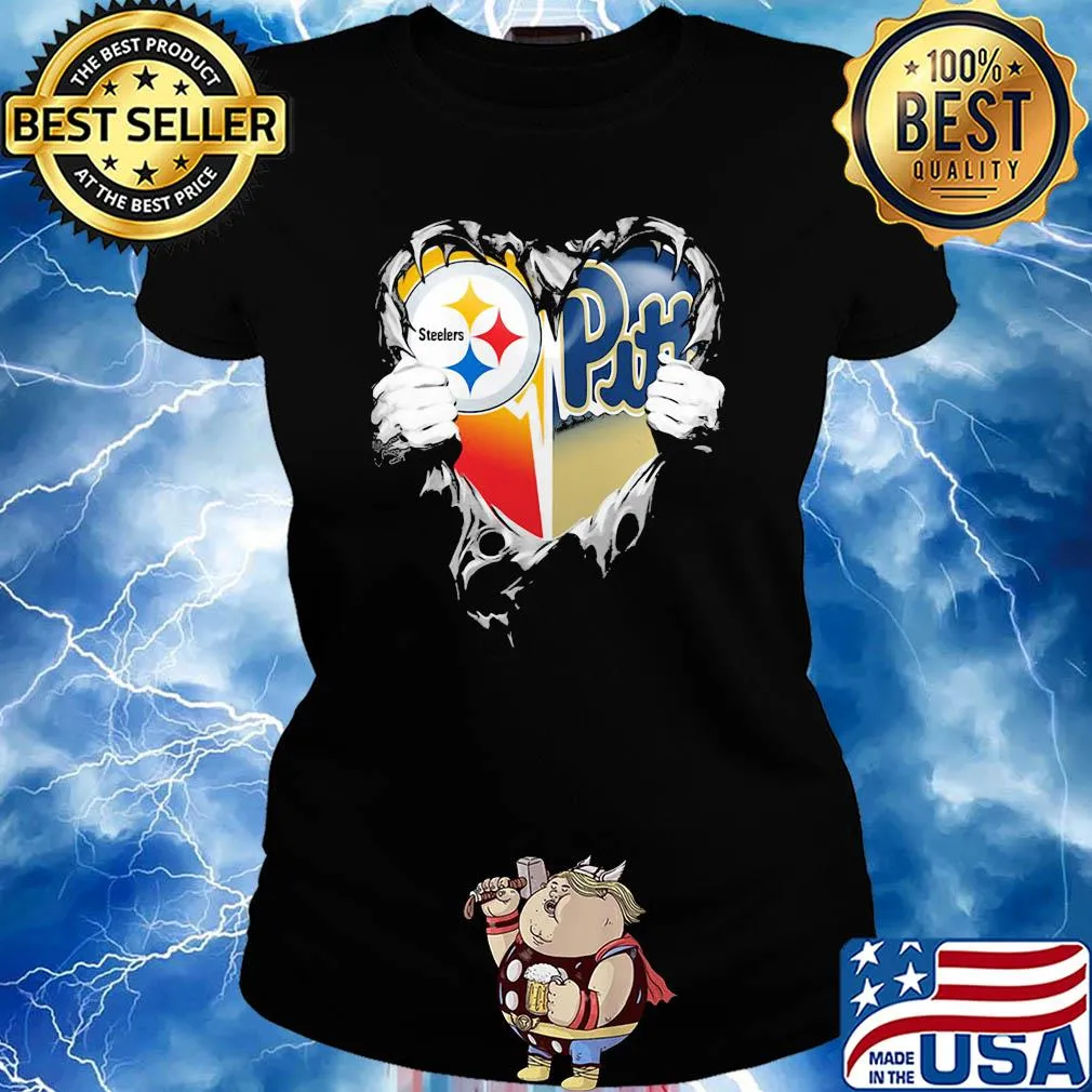 Blood inside pittsburgh steelers vs pittsburgh penguins football heart s Ladies tee
