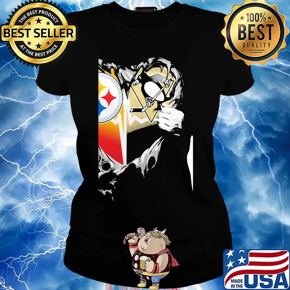 Blood inside pittsburgh steelers vs pittsburgh penguins heart s Ladies tee