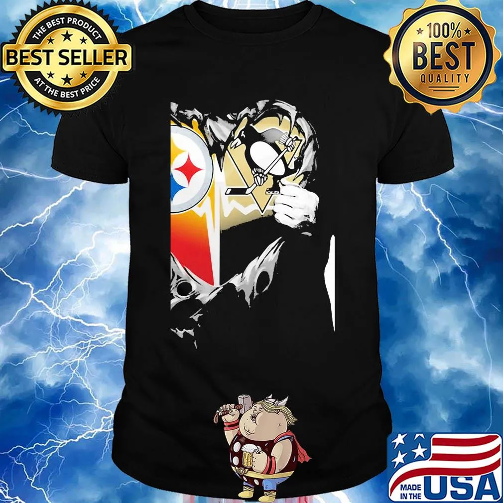 Blood inside pittsburgh steelers vs pittsburgh penguins heart shirt