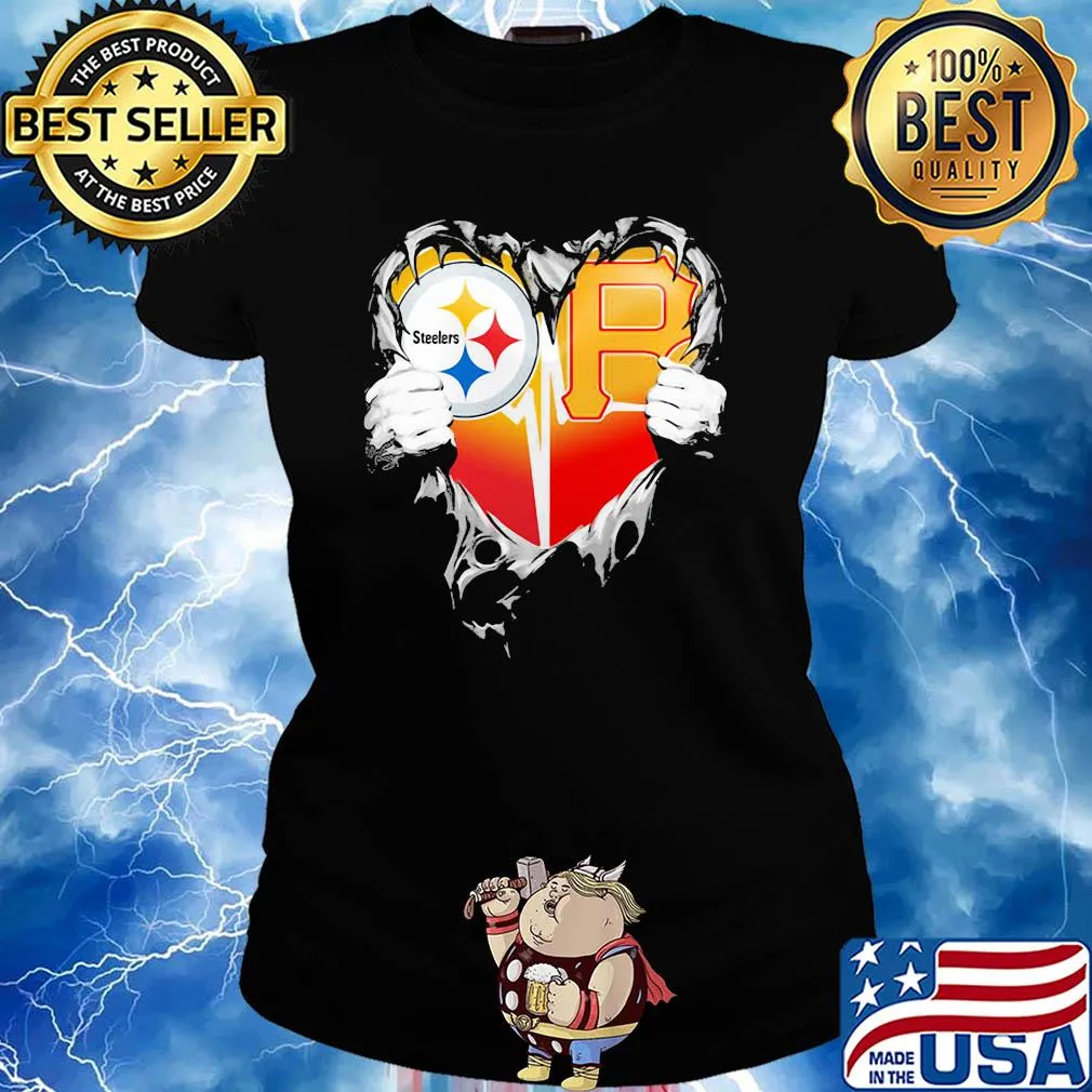 Blood inside pittsburgh steelers vs pittsburgh pirates cap football heartbeat s Ladies tee