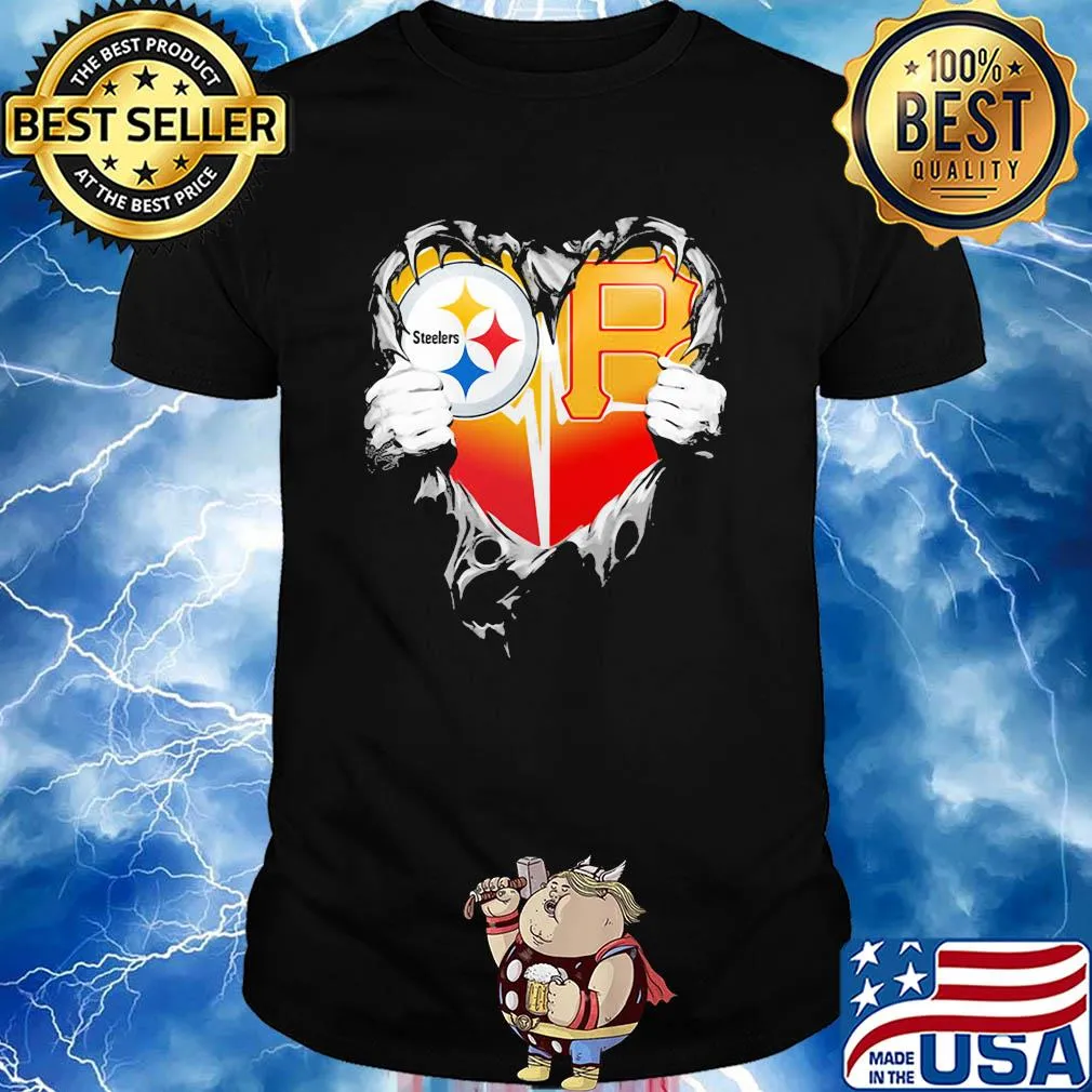 Blood inside pittsburgh steelers vs pittsburgh pirates cap football heartbeat shirt