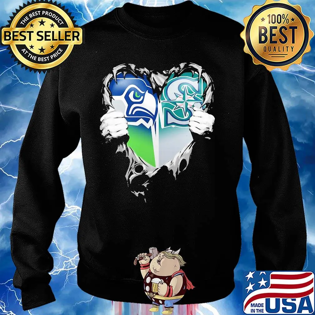 Blood inside seattle seahawks and seattle mariners heart heartbeat s Sweater