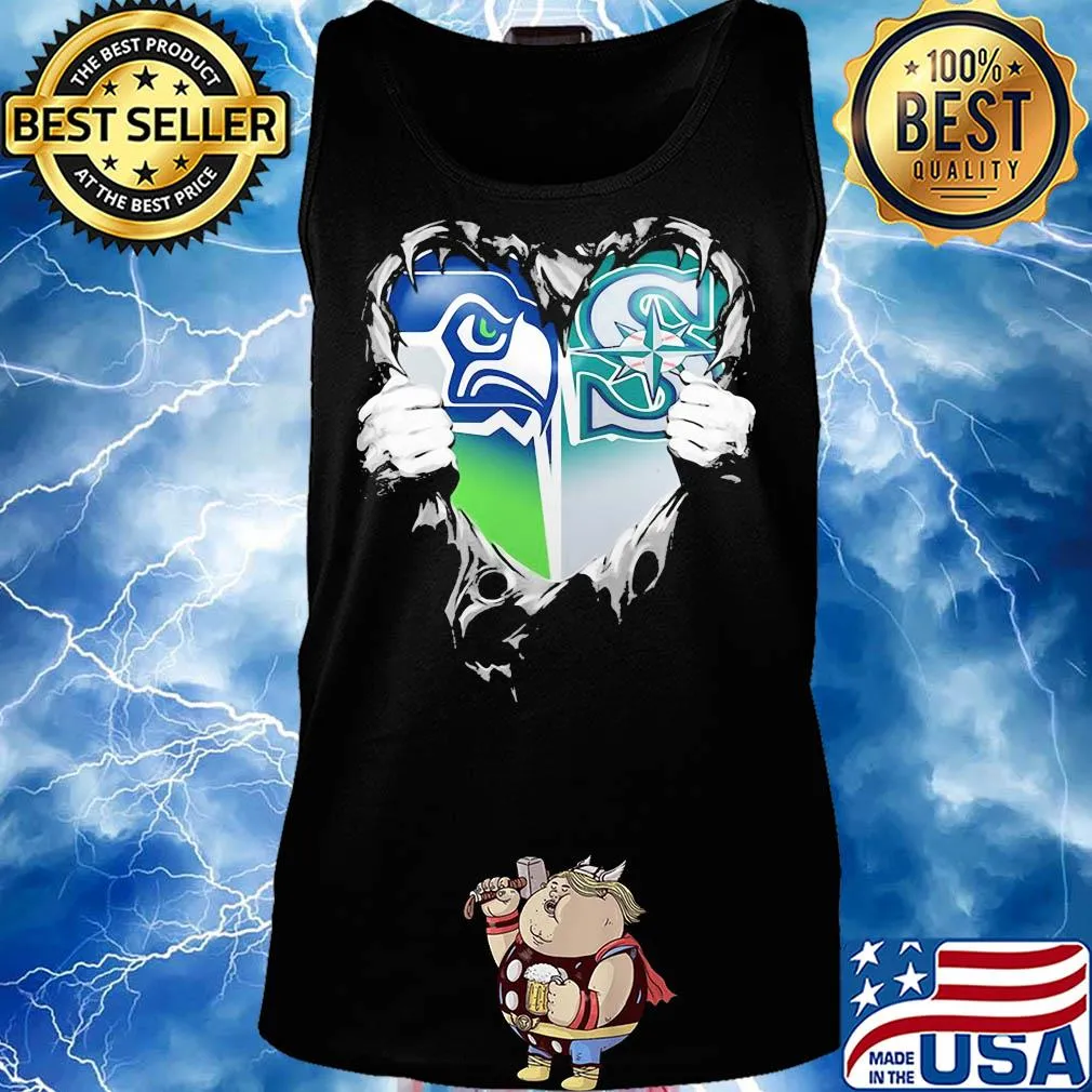 Blood inside seattle seahawks and seattle mariners heart heartbeat s Tank top