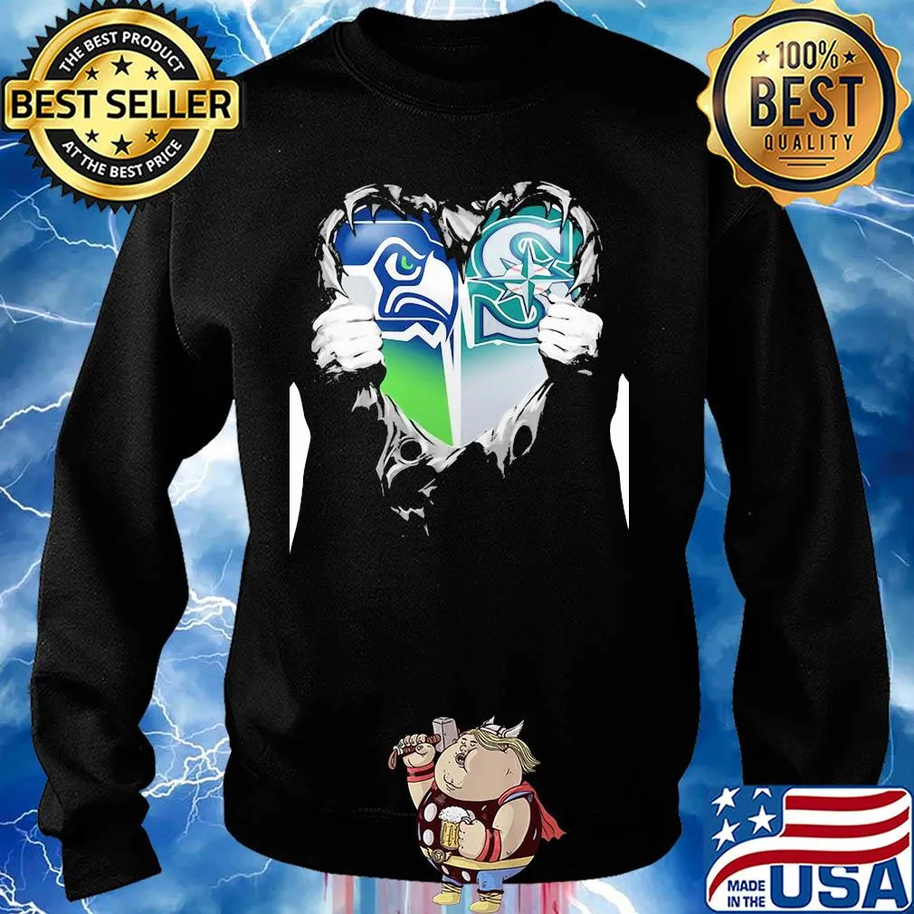 Blood inside seattle seahawks and seattle mariners heart s Sweater