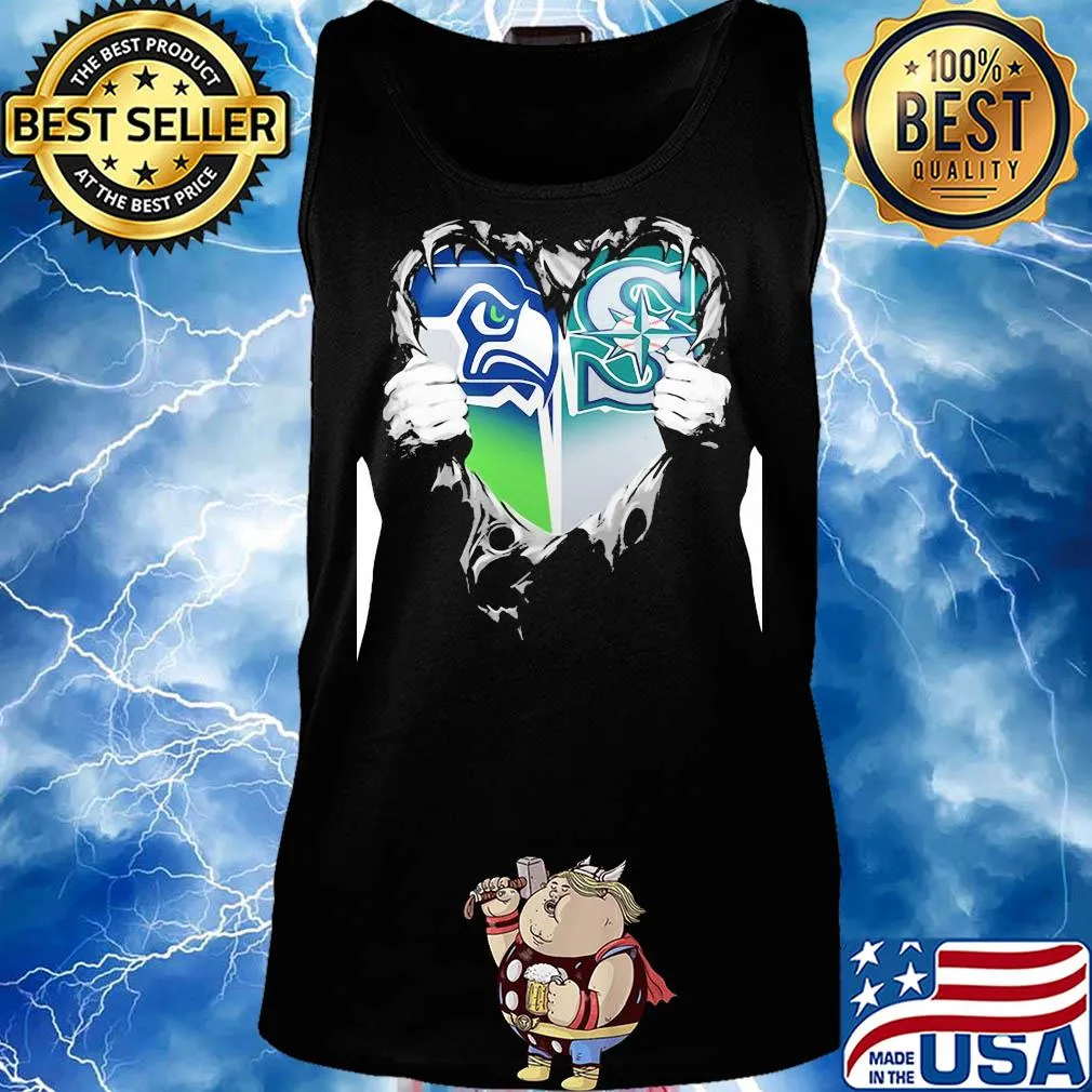 Blood inside seattle seahawks and seattle mariners heart s Tank top