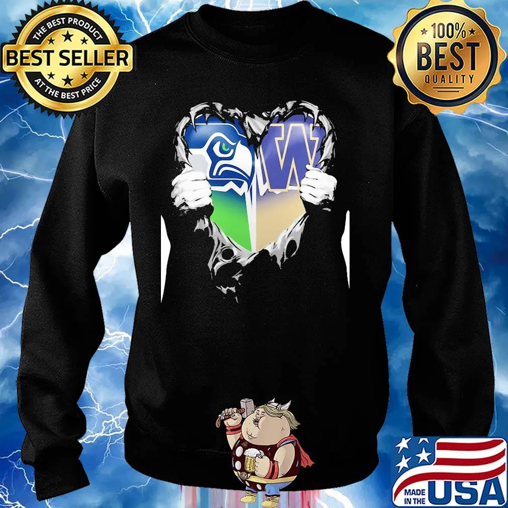 Blood inside seattle seahawks and washington huskies heart s Sweater