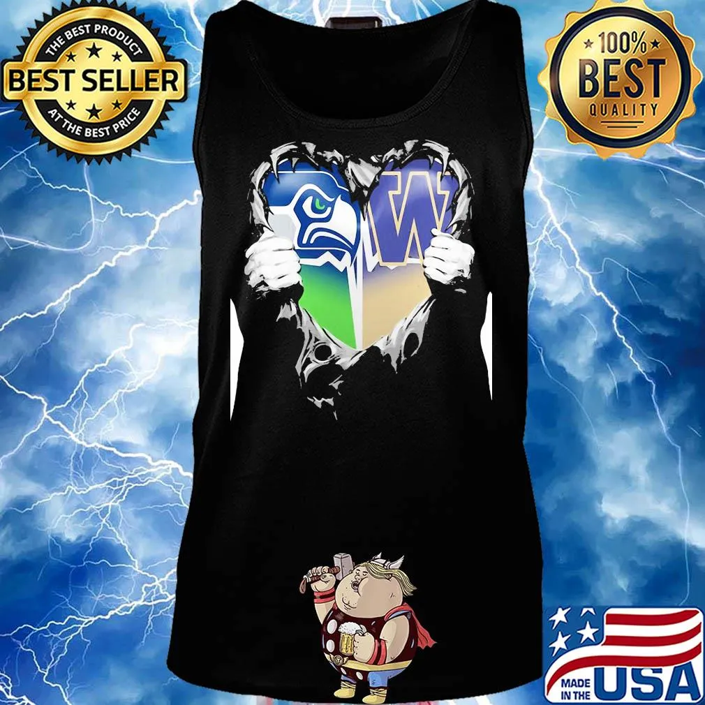 Blood inside seattle seahawks and washington huskies heart s Tank top