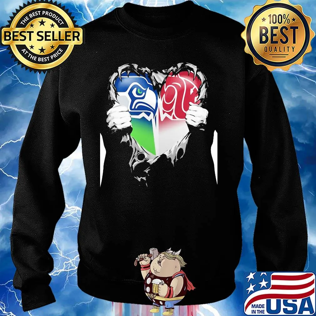 Blood inside seattle seahawks and washington state cougars heart s Sweater