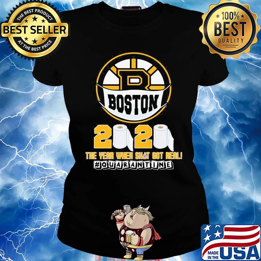 Boston bruins hockey 2020 the year when shit gor teal quarantine toilet paper mask covid-19 s Ladies tee