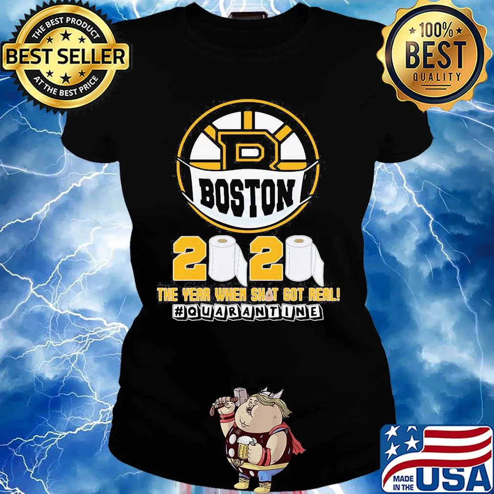 Boston bruins mask 2020 the year when shit got real quarantine toilet paper s Ladies tee