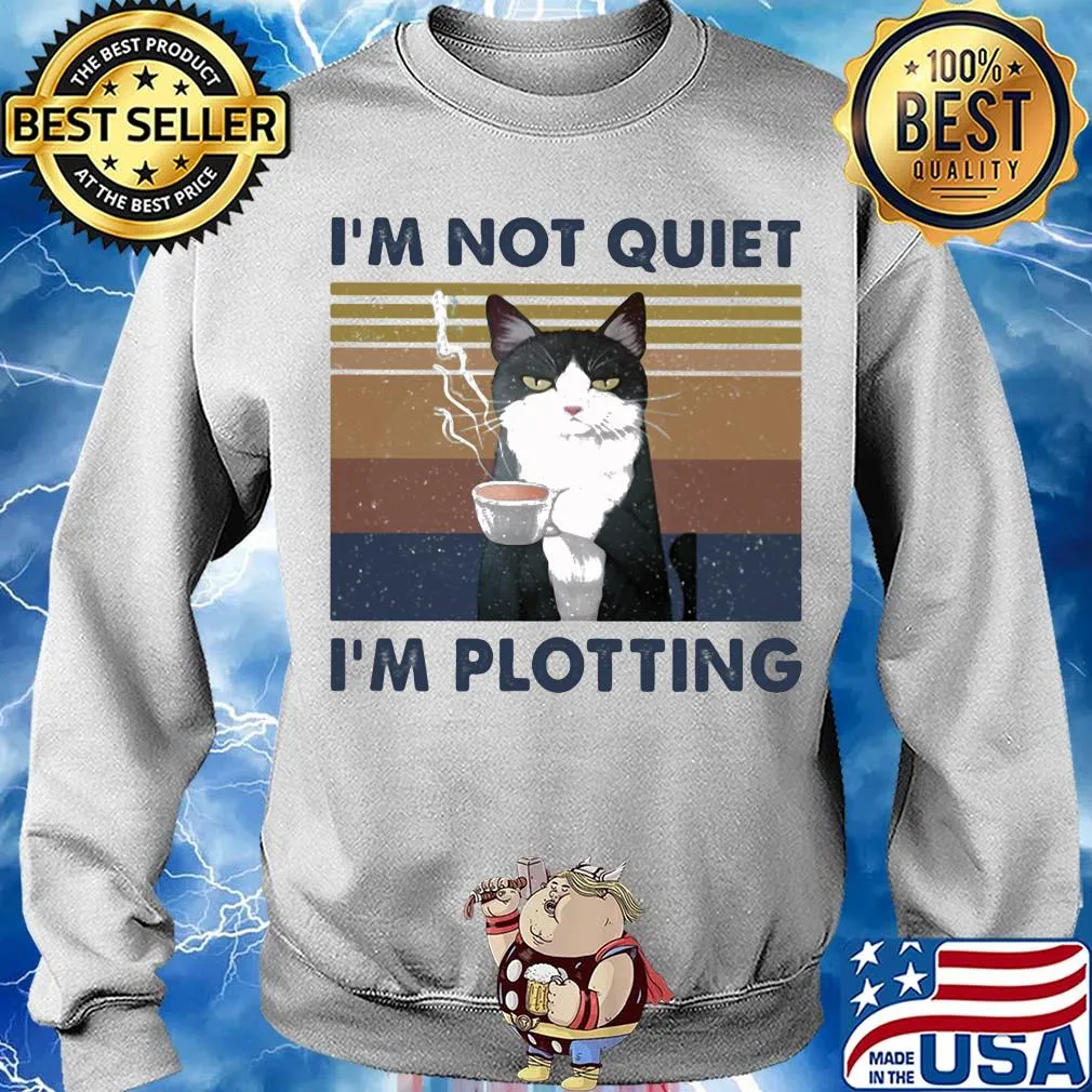 Cat drinking I’m not quiet I’m plotting vintage s Sweater