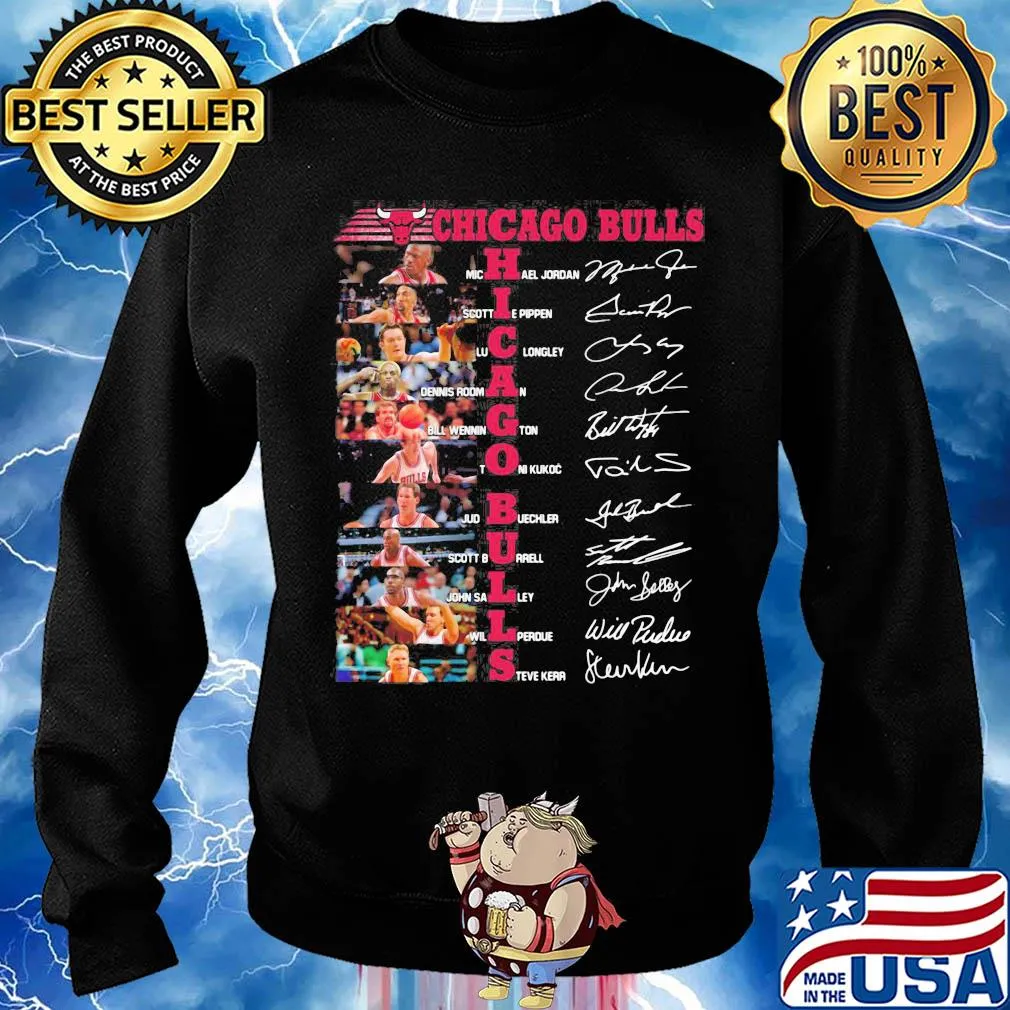 Chicago bulls team basketball players signatures s Sweater