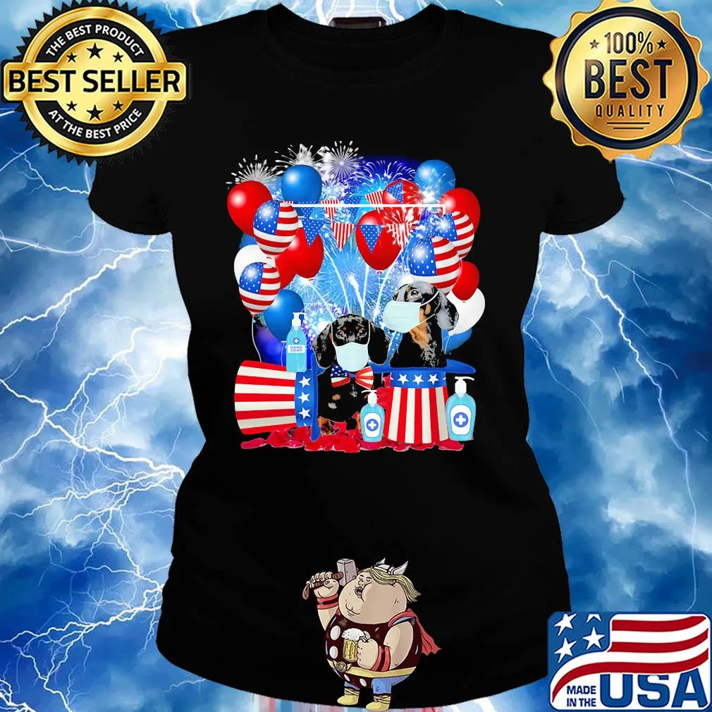 Dachshund mask happy American flag veteran Independence Day s Ladies tee