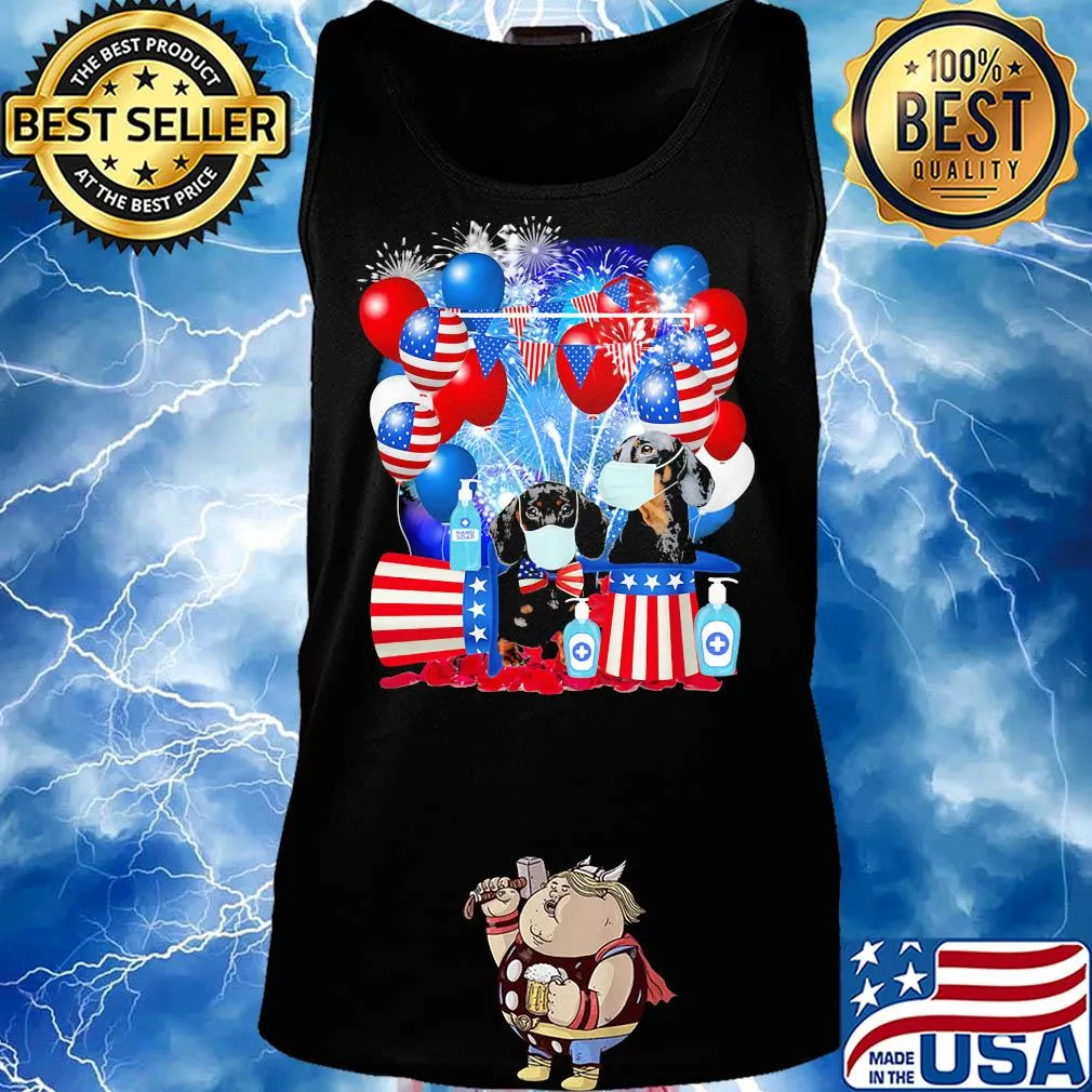Dachshund mask happy American flag veteran Independence Day s Tank top