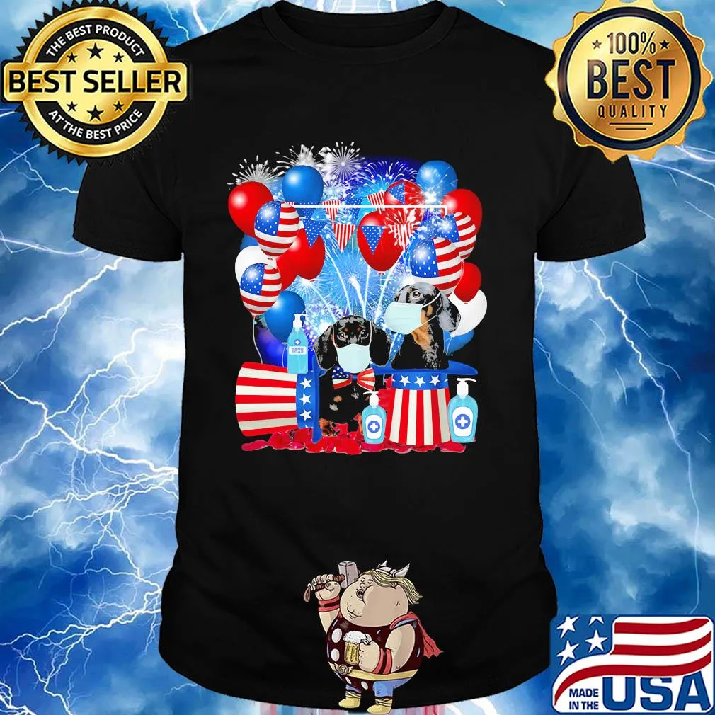 Dachshund mask happy American flag veteran Independence Day shirt