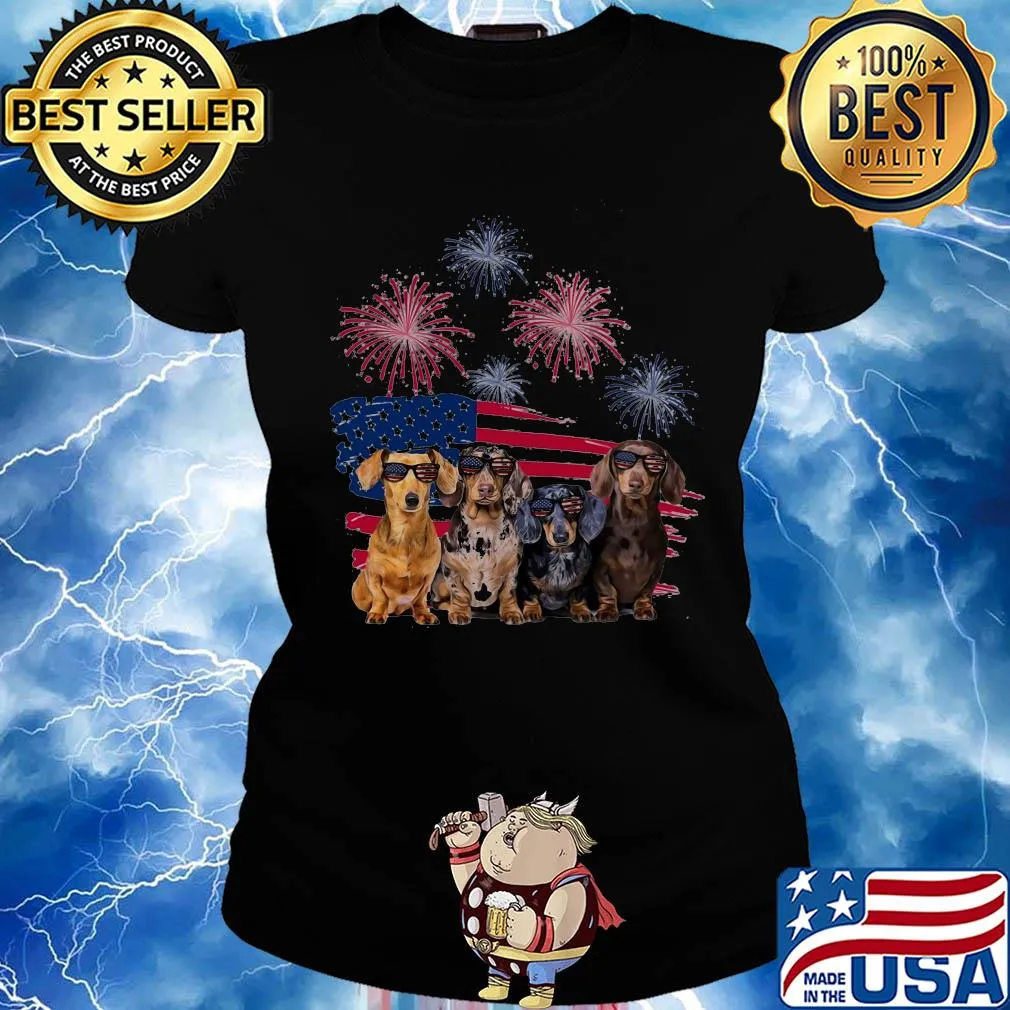 Dachshunds firework american flag independence day s Ladies tee