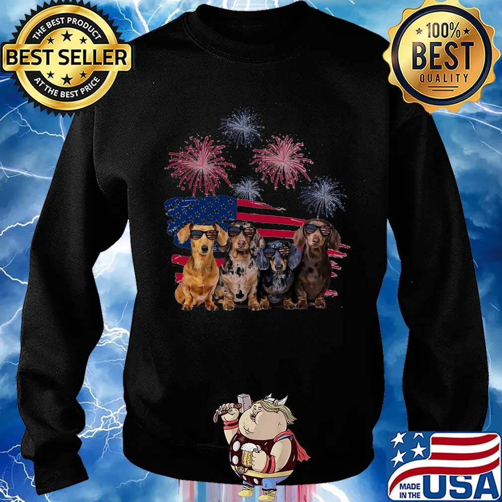Dachshunds firework american flag independence day s Sweater
