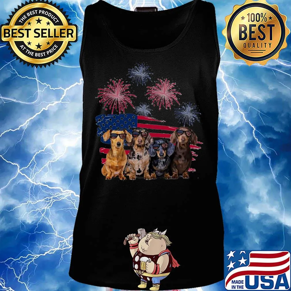 Dachshunds firework american flag independence day s Tank top