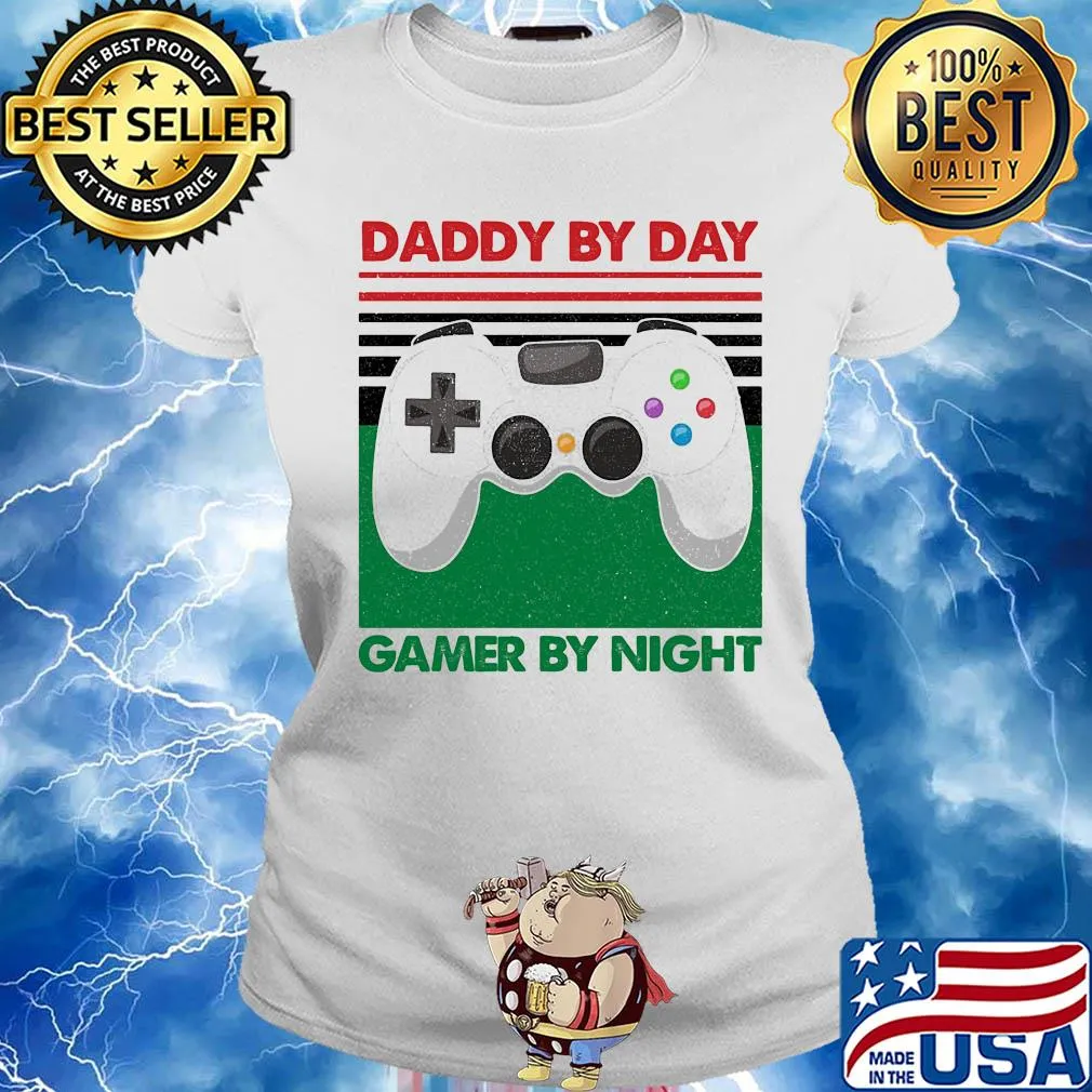 Daddy by day gamer by night game vintage s Ladies tee