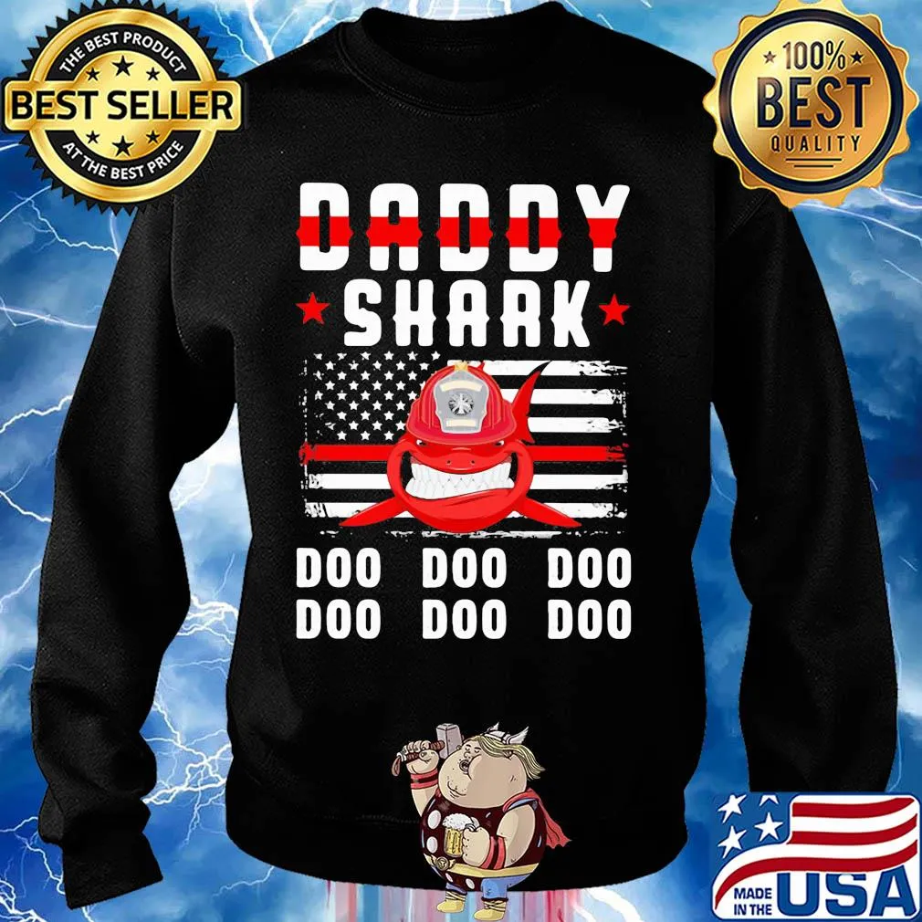 Daddy shark doo doo doo Firefighter American flag veteran Independence Day s Sweater