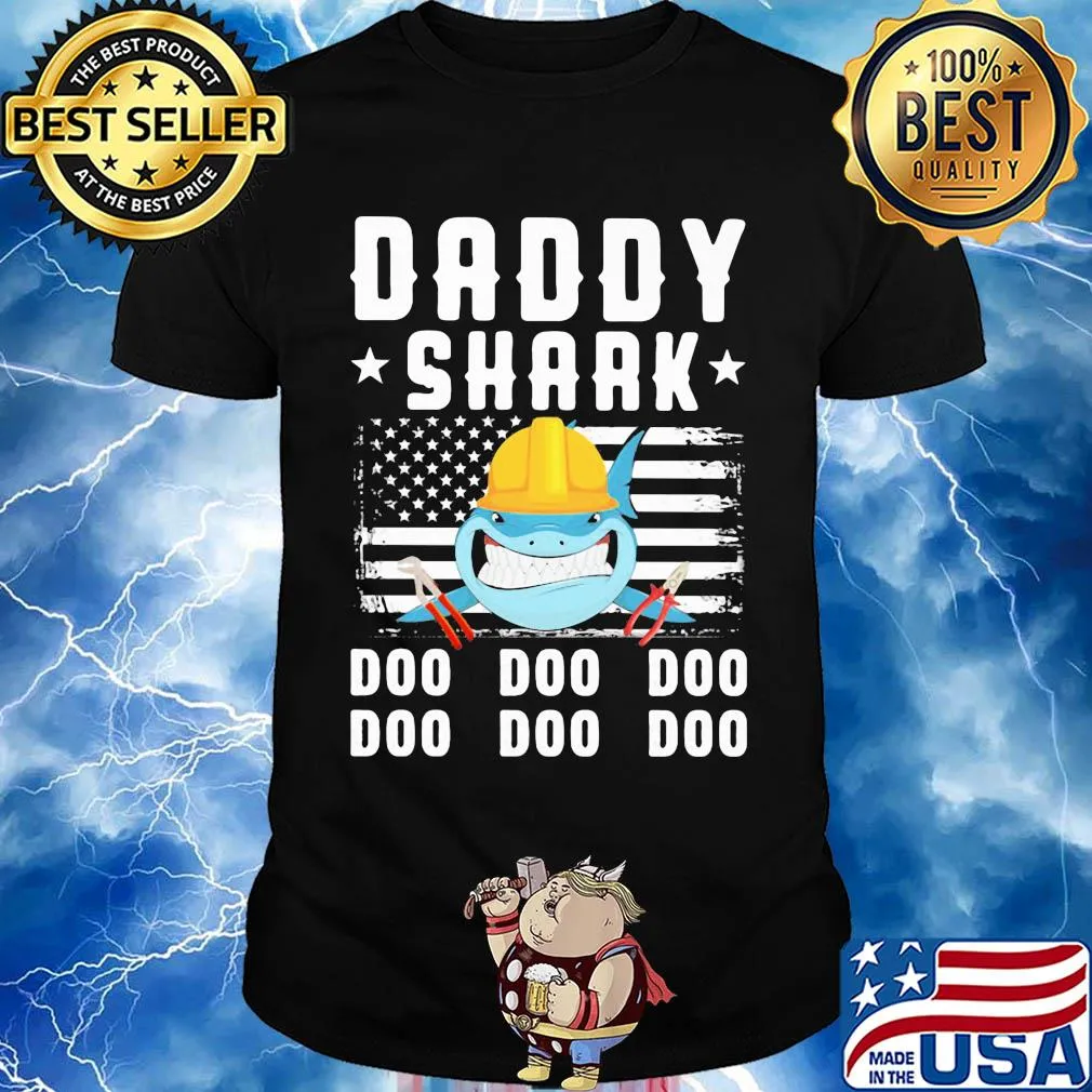 Daddy shark doo doo doo Lineman American flag veteran Independence Day shirt