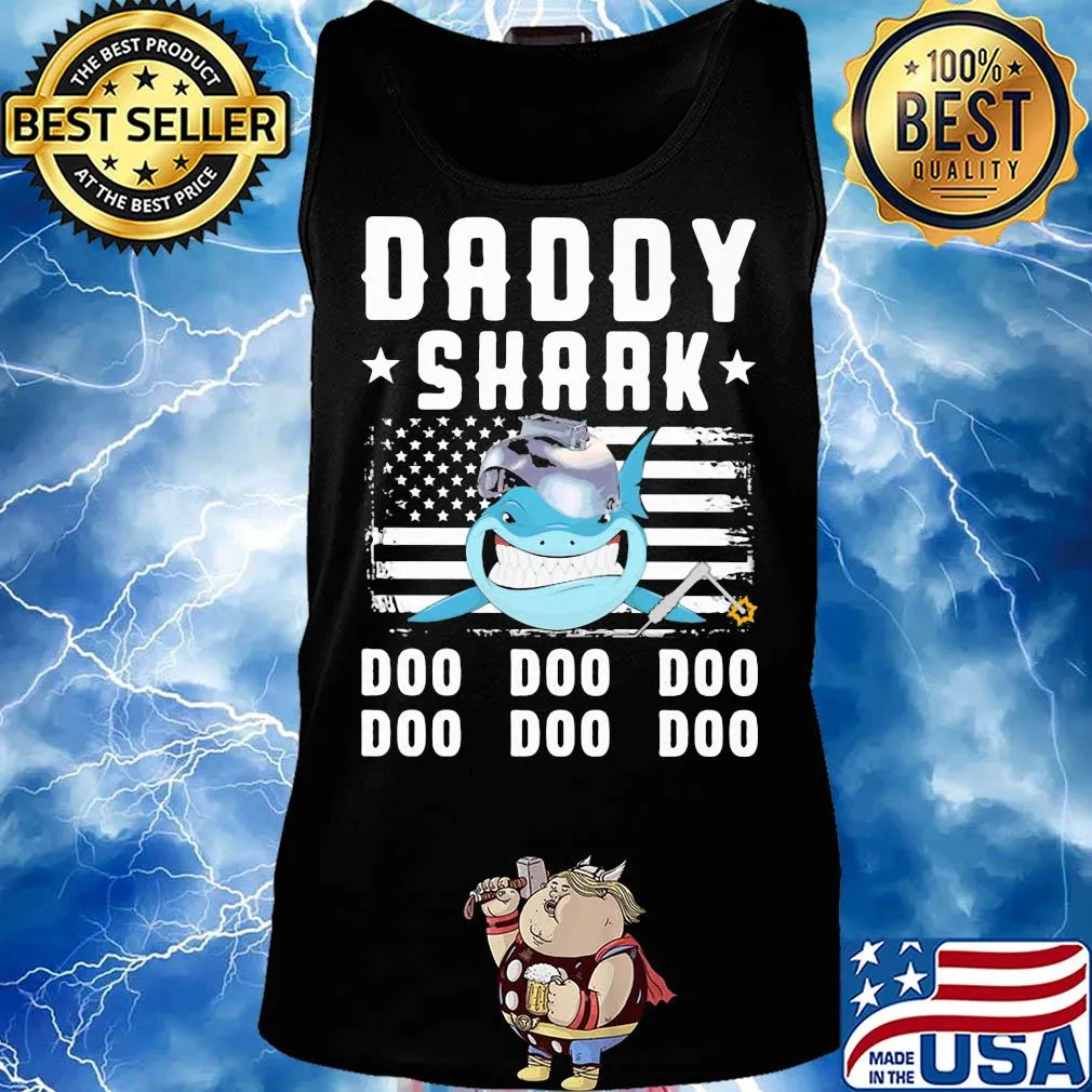 Daddy shark doo doo doo welder american flag veteran independence day s Tank top