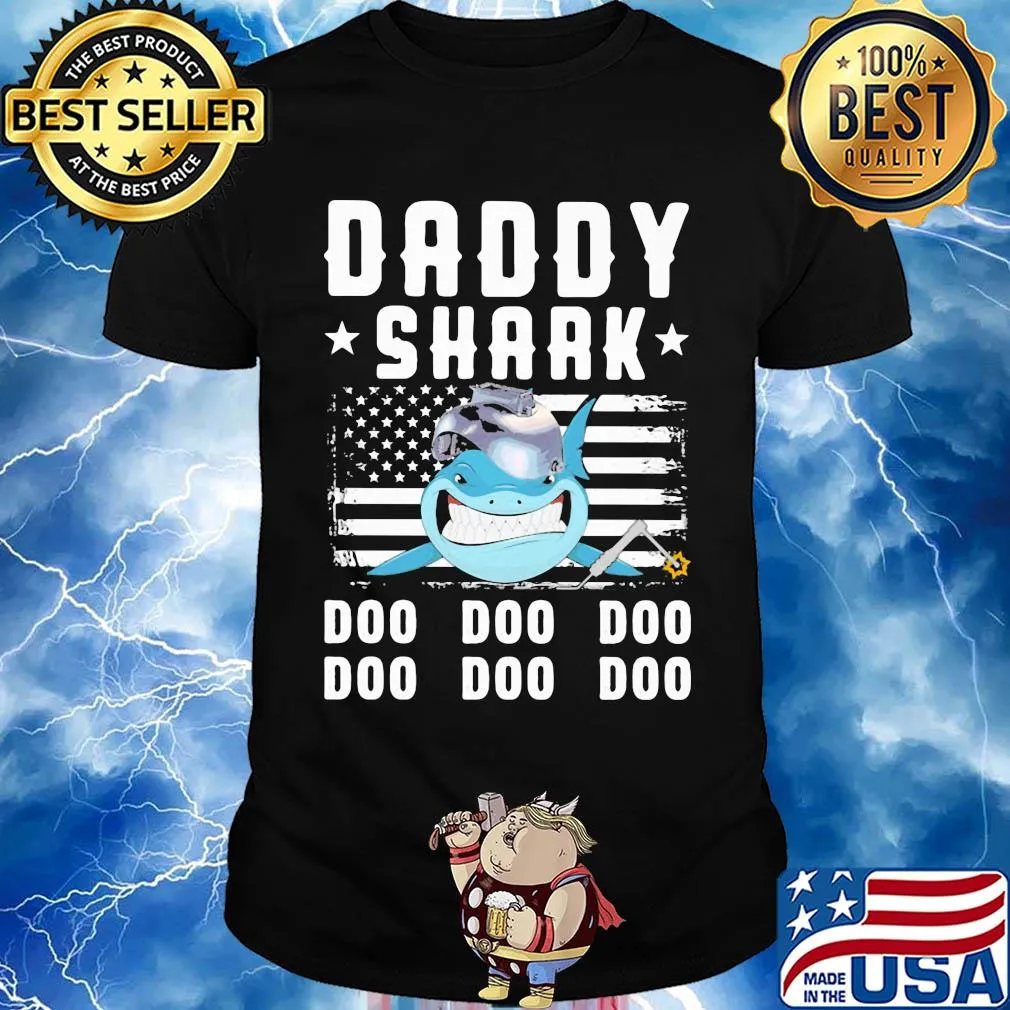 Daddy shark doo doo doo welder american flag veteran independence day shirt