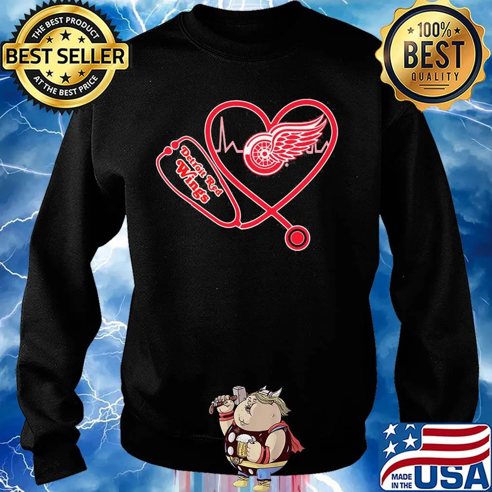 Detroit red wings hockey stethoscope heart s Sweater
