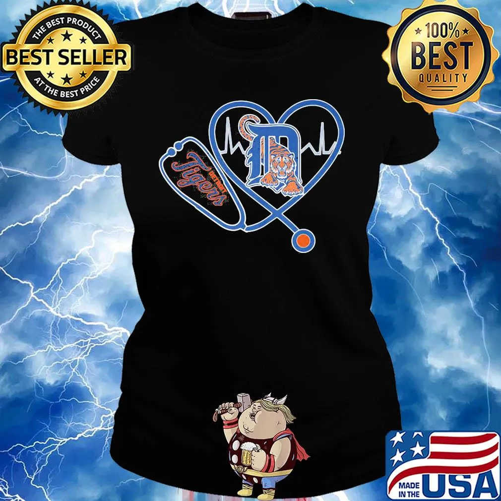 Detroit tigers baseball stethoscope heart s Ladies tee