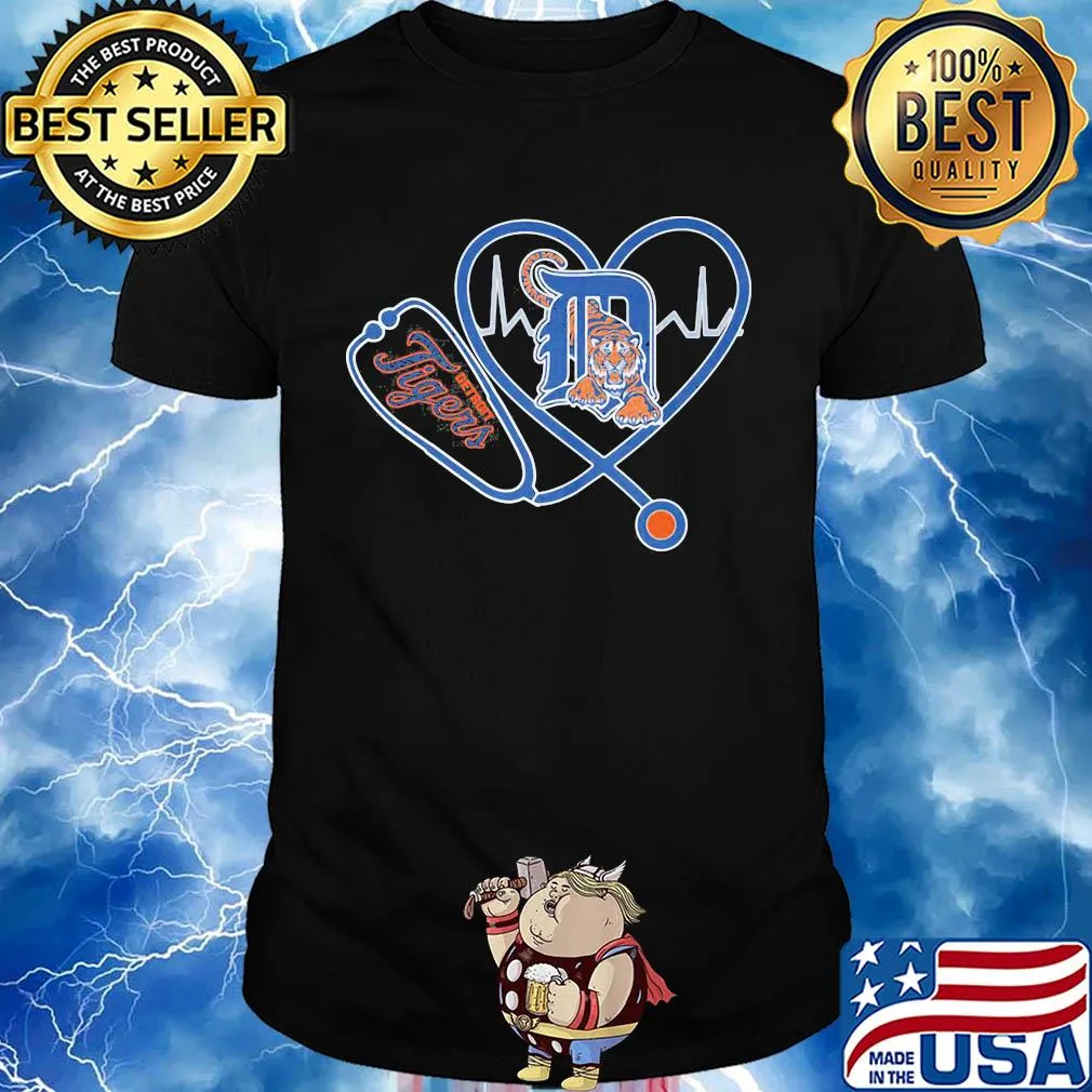 Detroit tigers baseball stethoscope heart shirt