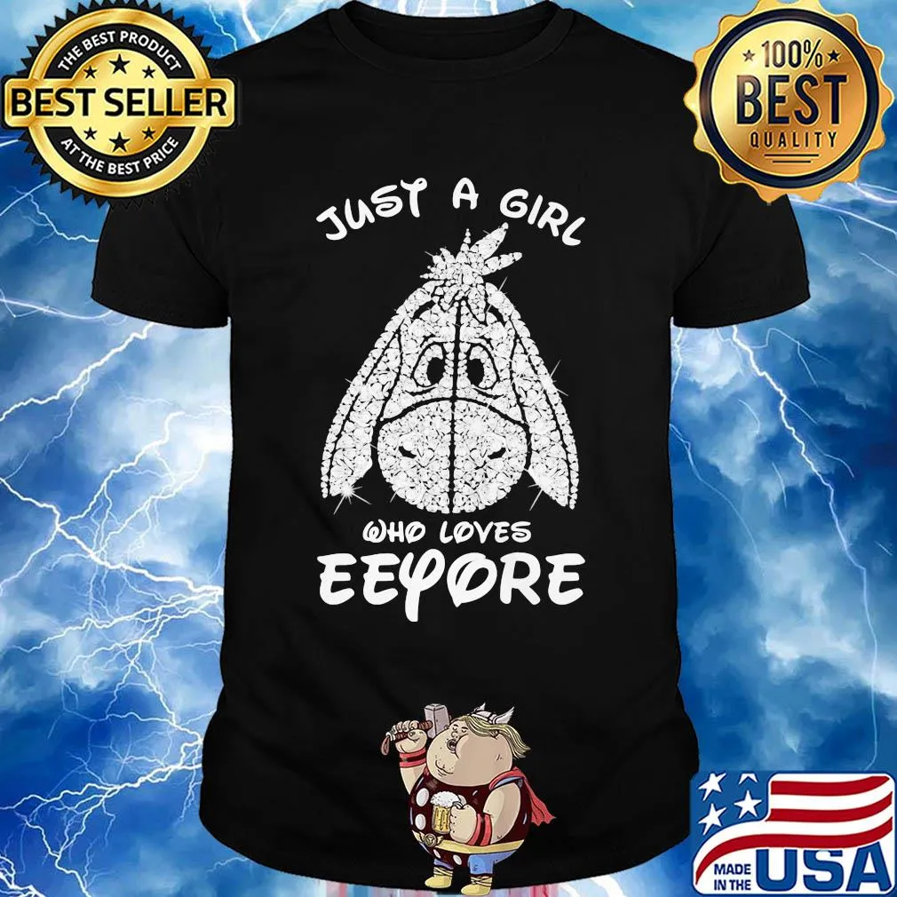 Disney just a girl who loves eeyore donkey diamond shirt